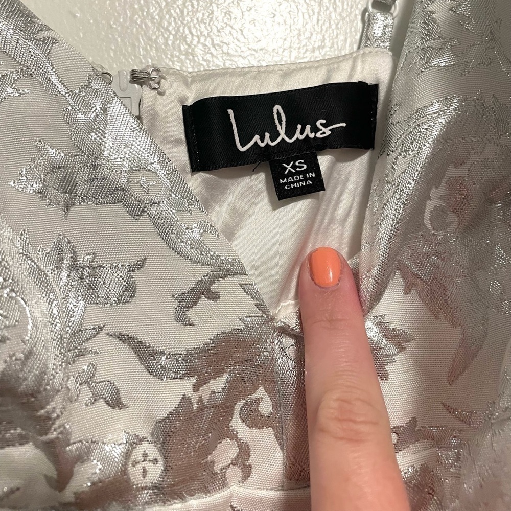 LULUS Can't Refuse White Jacquard Ruffled Mini Dress Size Small - Picture 8 of 10